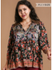 Mixed Florals Satin Babydoll Blouse