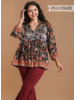 Mixed Florals Satin Babydoll Blouse