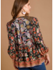 Mixed Florals Satin Babydoll Blouse