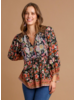 Mixed Florals Satin Babydoll Blouse