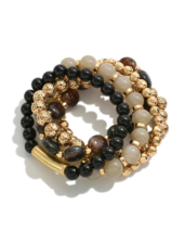 Set of 5 Stretchy Beaded Bracelets