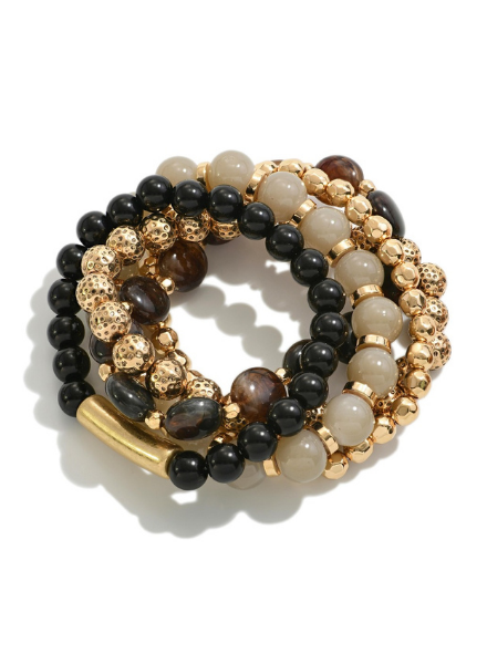 Set of 5 Stretchy Beaded Bracelets