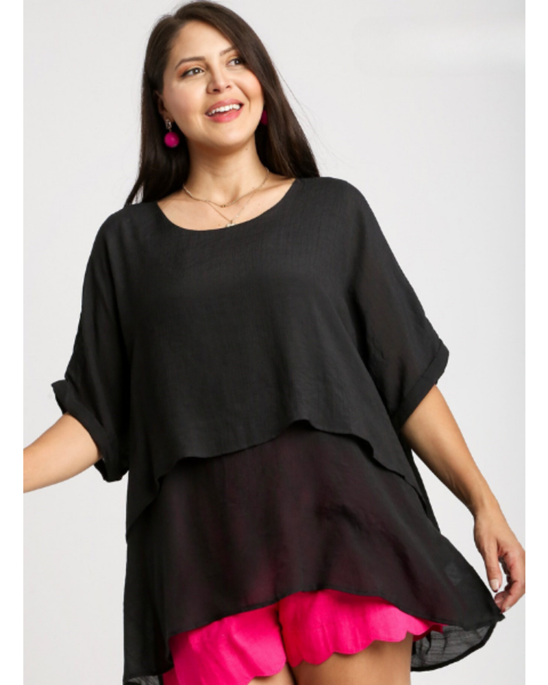 Breezy Cuffed Sleeve Layered Tunic - Trader Rick's for the