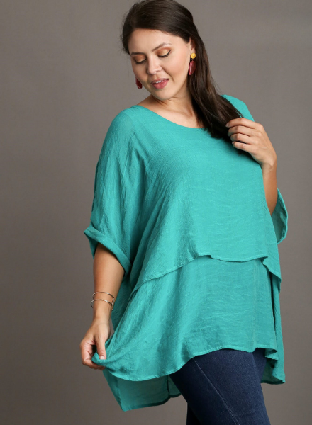Breezy Cuffed Sleeve Layered Tunic