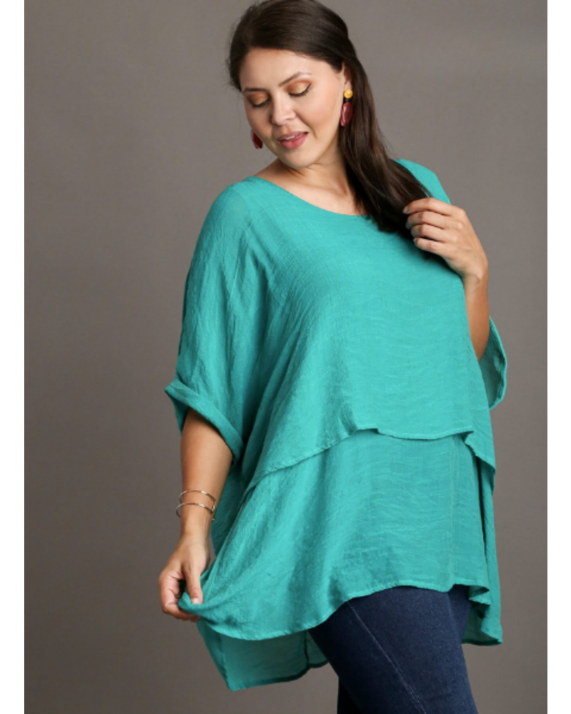 Breezy Cuffed Sleeve Layered Tunic