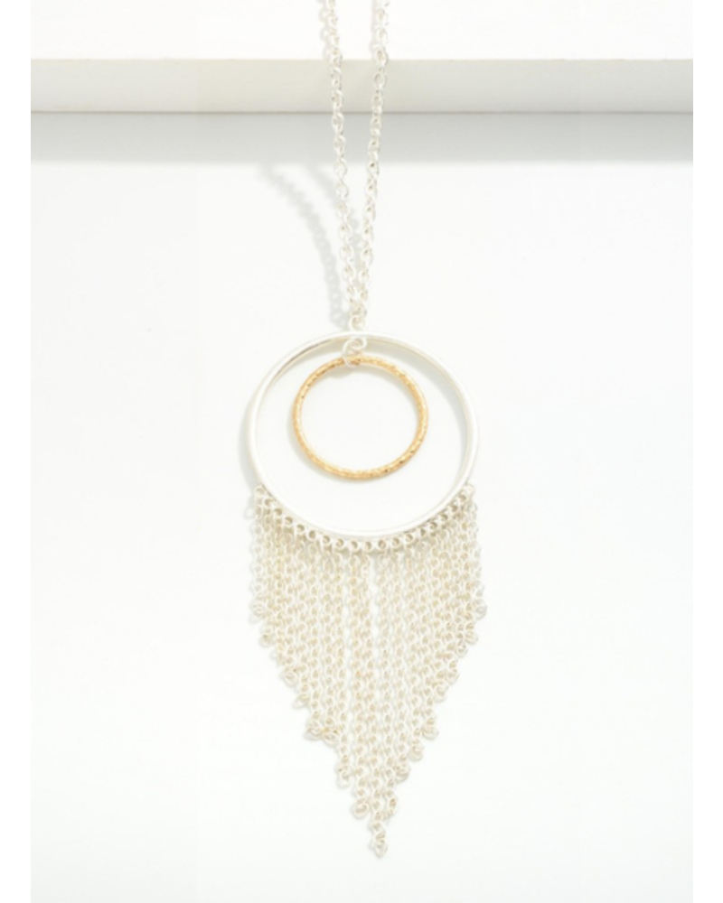 Chain Tassel Circle Pendant Necklace