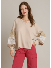 Oversized Thermal Top with Patch Sleeves