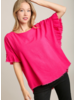 Ruffle Sleeve Fray Top