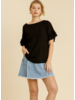 Ruffle Sleeve Fray Top