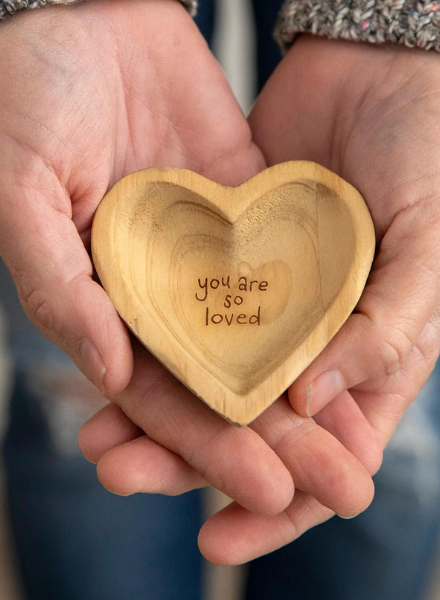 Wood Heart Trinket Dish