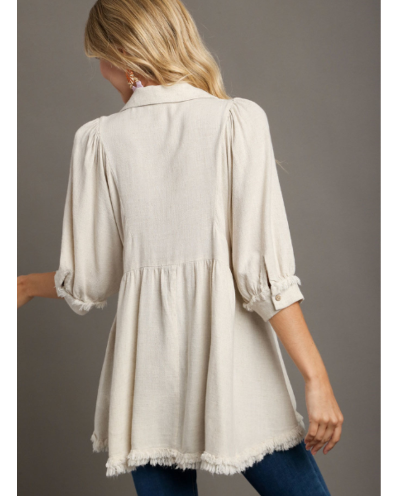 V-Neck Babydoll Collared Tunic