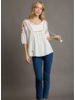Embroidered Babydoll Blouse