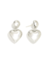 Silver 3D Heart Drop Earrings