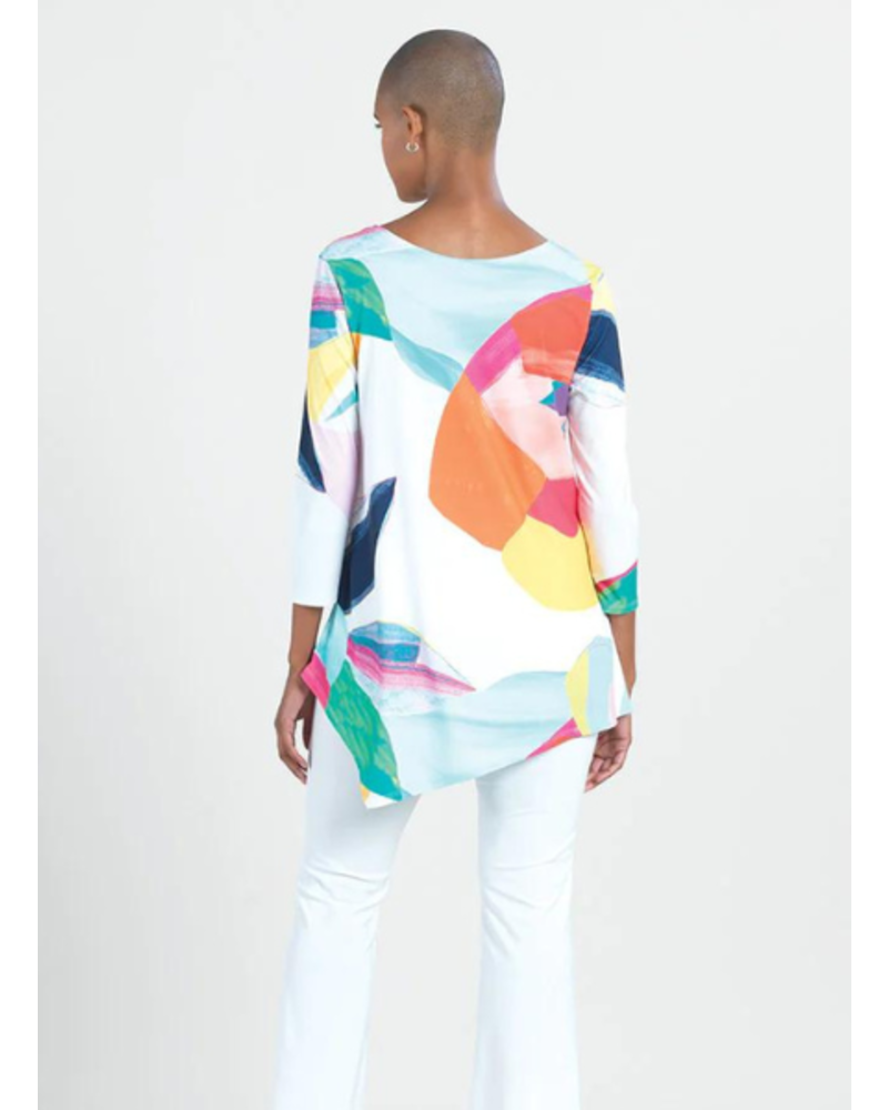 Graphic Print Kerchief Angle Hem Tunic