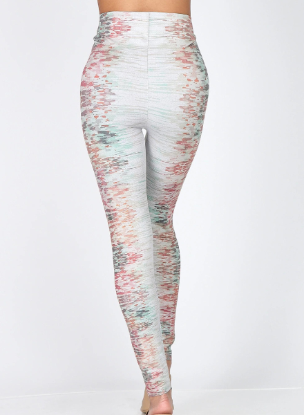 B4222XLCJ High Waist Full Length Legging Tie-Dye Damask Print