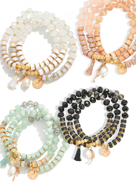 Tassel and Pearl Charm Bracelet Sets