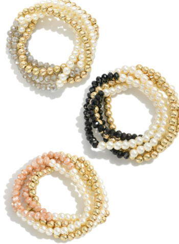 Pearl and Gold Bead Stretchy Bracelets