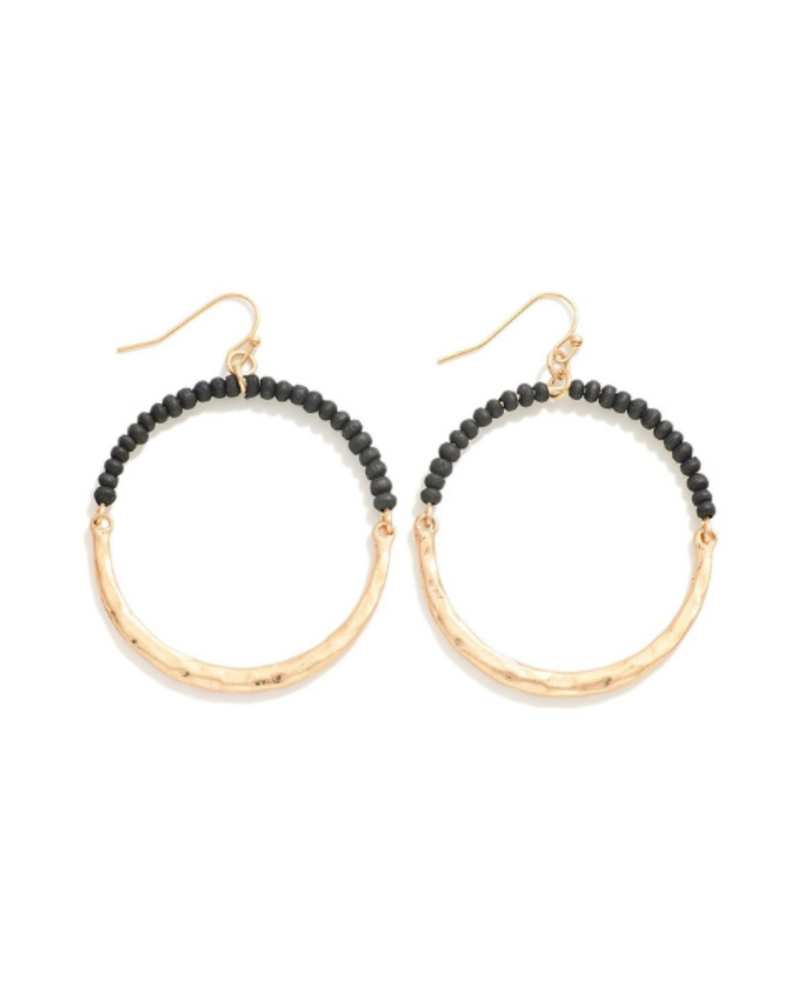 Wood Bead Circle Earrings