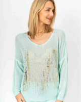 Loose Knit Sweater with Metallic Foil