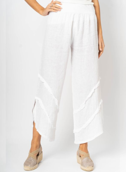 Linen Pants with Fray Details