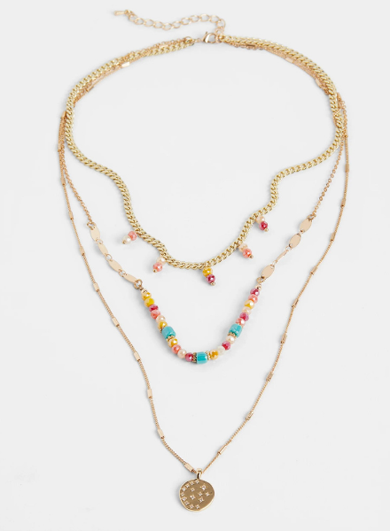 Three Tiered Gold Chain Necklace