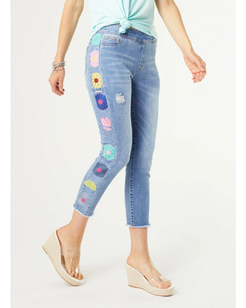 Embroidered Flower Skinny Jeans