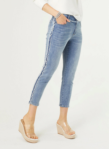 Skinny Capri Jeans with Side Fringe