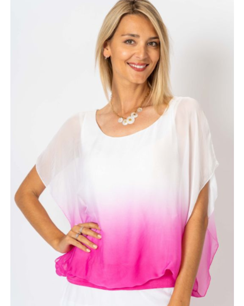Ombre Silk Fitted Hem Top