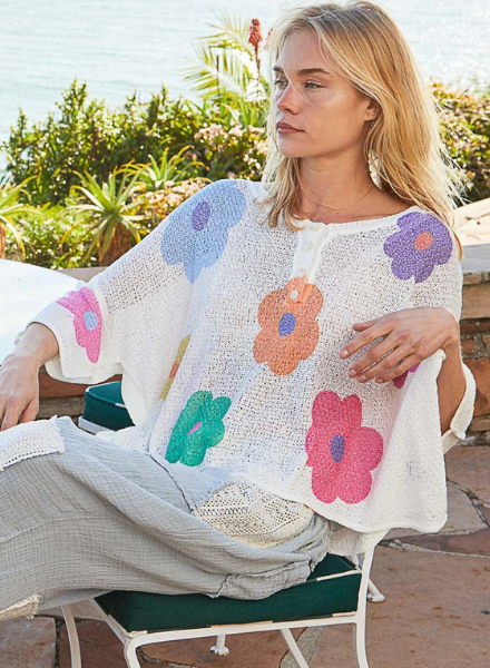 Spring Flowers Cropped Sweater