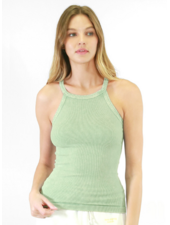 Vintage Wash Highneck Ribbed Tank