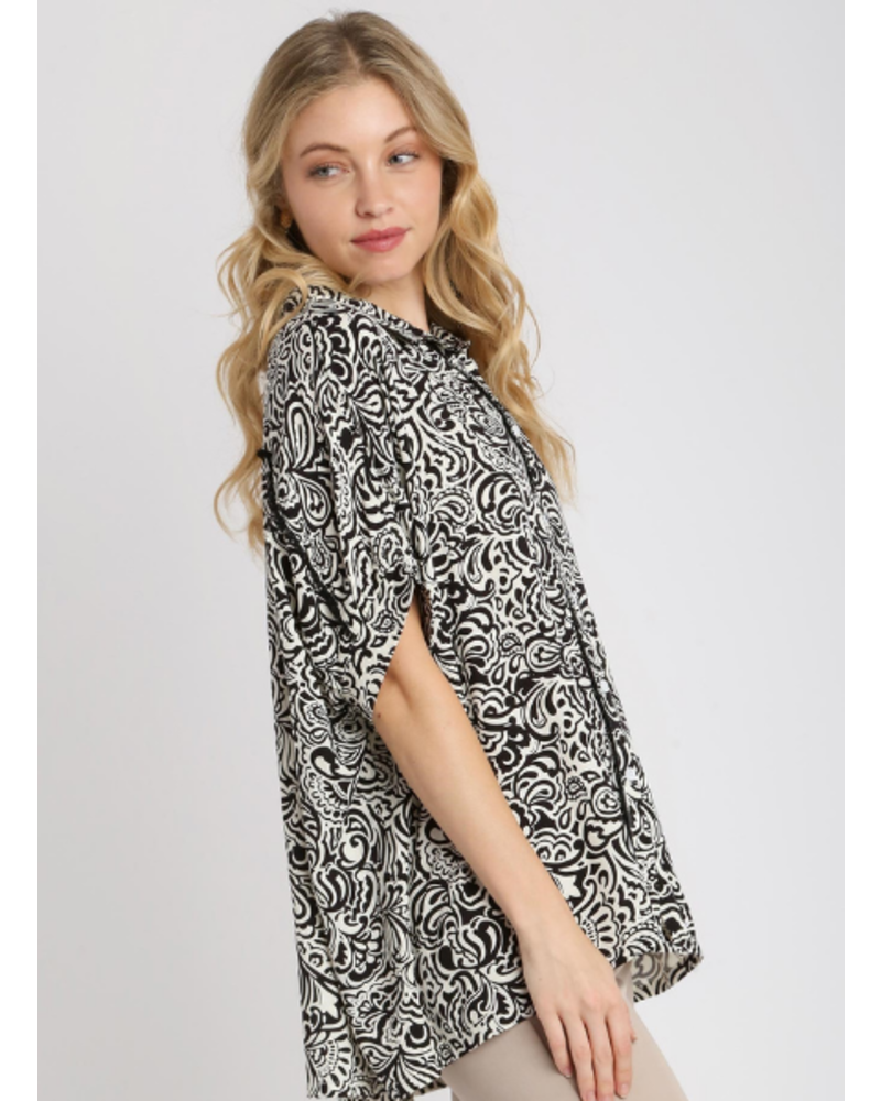 Black and White Paisley Button Down