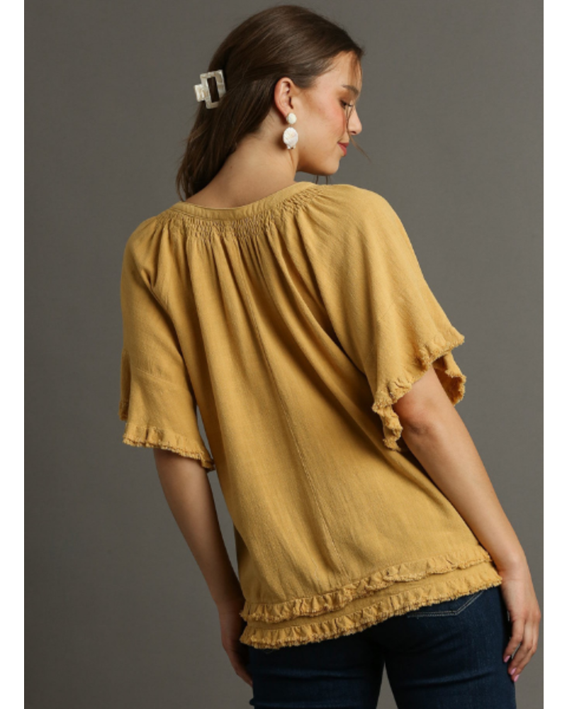 V-Neck Top With Frays