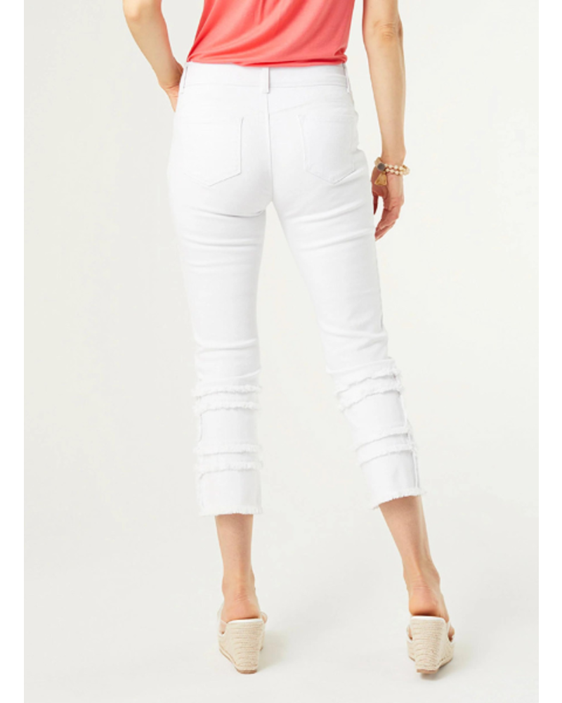 White Capri Pants with Frayed Hem