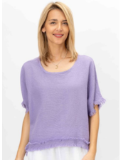 Cotton and Linen Frayed Edge Top