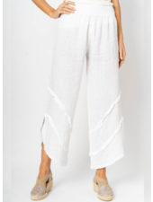 Linen Pant with Frayed Chevron Detail