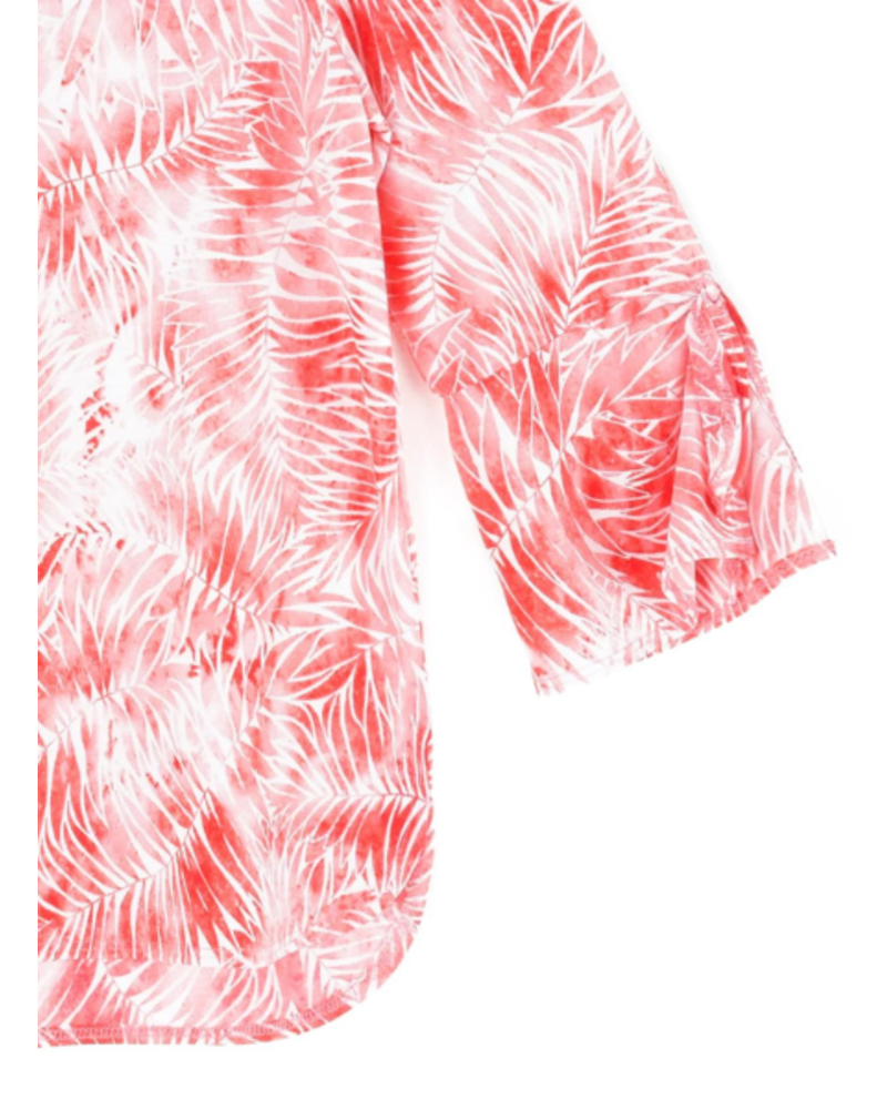 Palm Tree Print Tie Cuff Travelwear Top