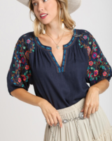 Embroidered Peasant Top