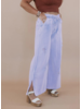 Distressed Side Slit Wide Leg Pants