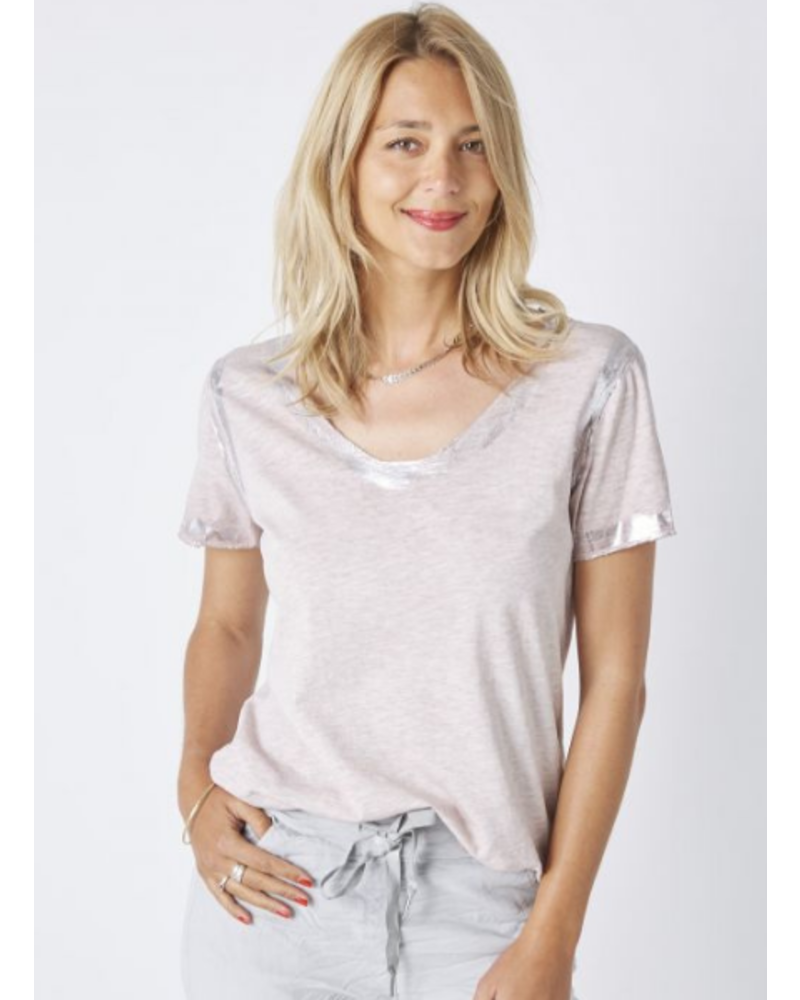 Silver Foil V-Neck Tee