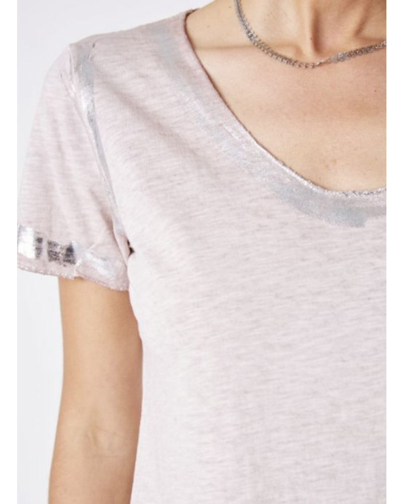 Silver Foil V-Neck Tee