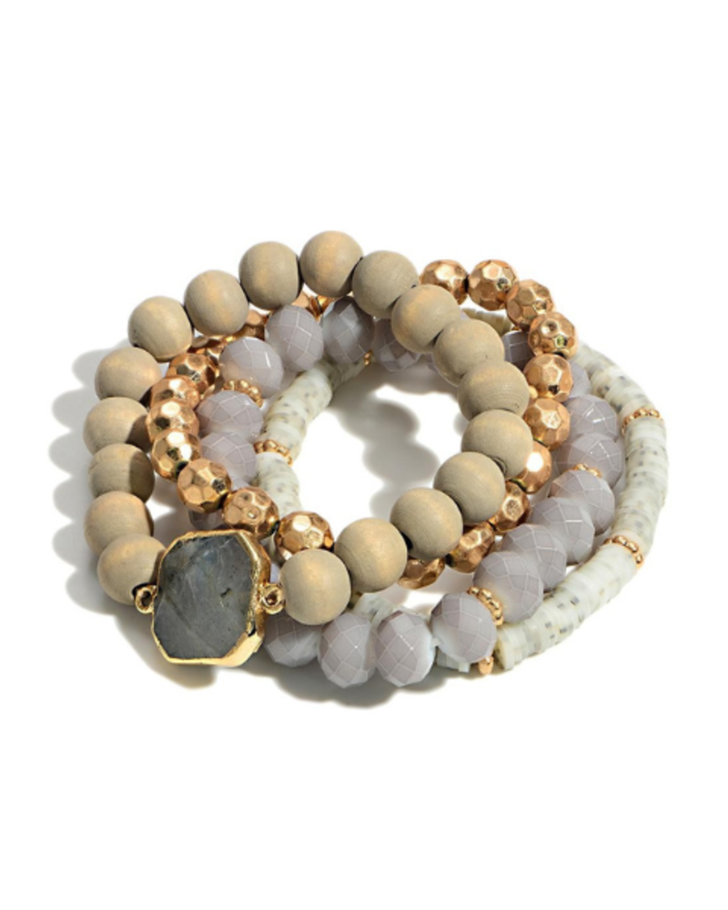 Bracelet Set with Faux Stone Connector Charm