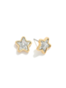 Silver Glitter Gold Star Stud Earrings