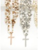 Stone and Pearl Beaded Cross Necklace