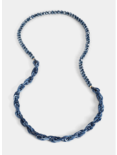 Long Navy Crystal and Chain Necklace