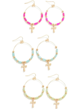 Beaded Cross Earrings