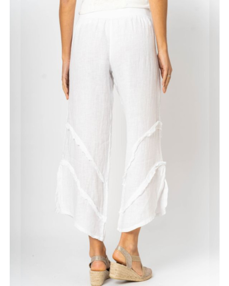 Linen Pants with Chevron Frayed Details