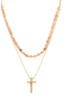Dainty Layered Cross Necklace Beaded