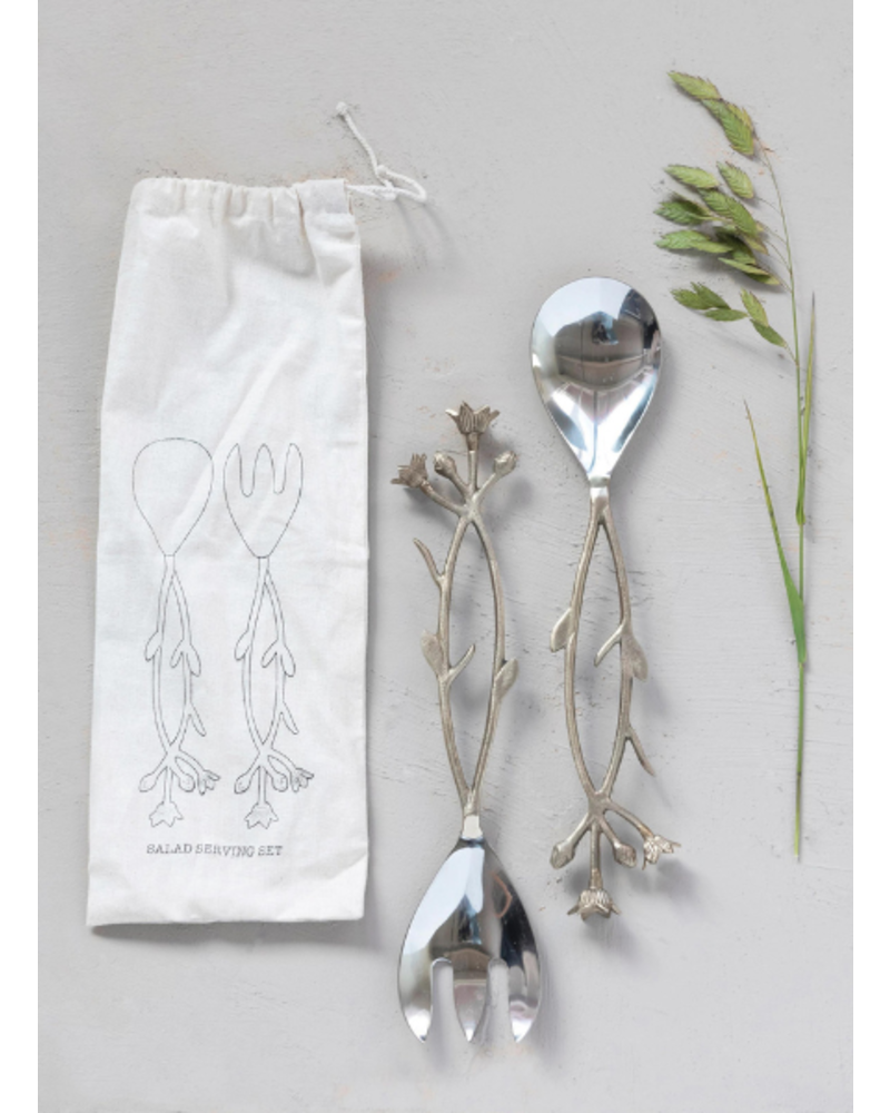 Stainless Steel Floral Vine Salad Servers