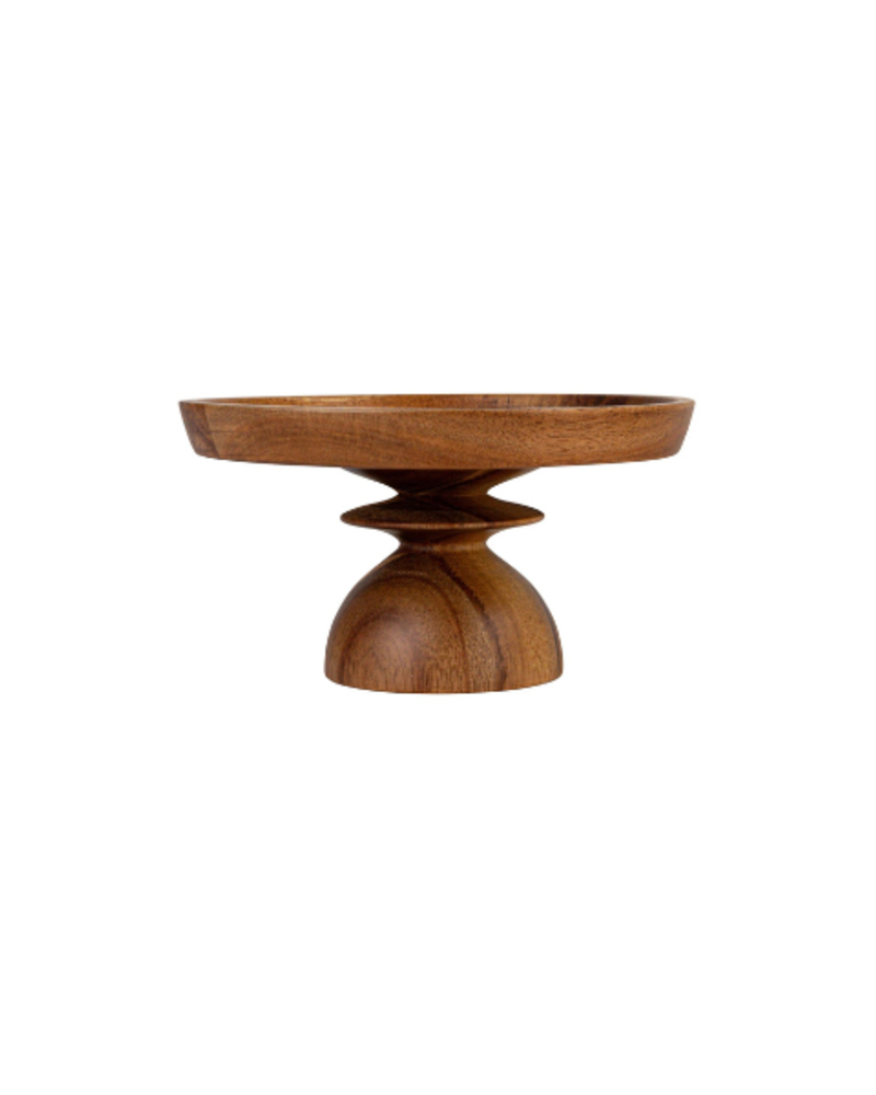 Serving Dish with Wood Pedestal