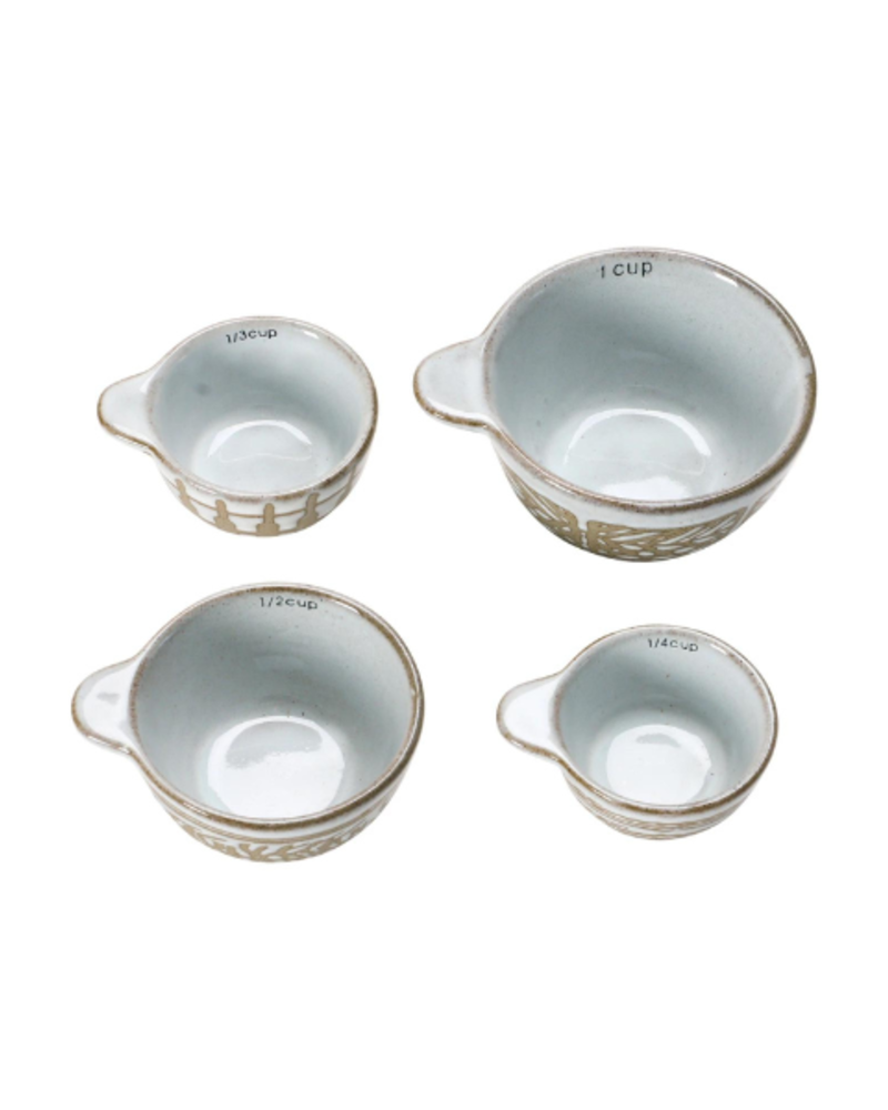 White Glazed Stoneware Measuring Cup Set